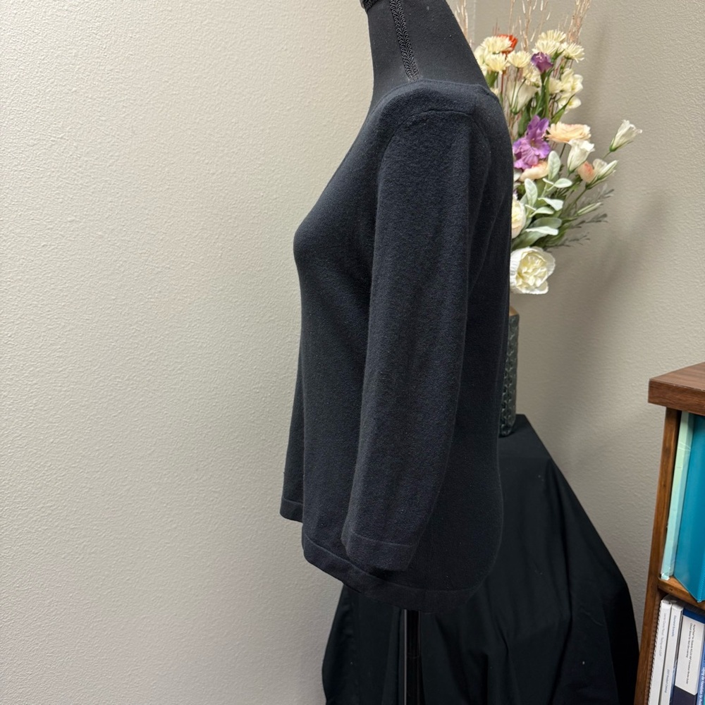 Express World Brand Stretch Black Knit Top Size L – Classic Scoop Neck 3/4 Sleev - Picture 5 of 8